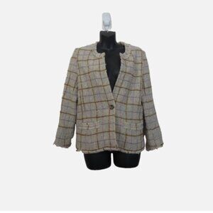 Isabel Marant Etoile size 40 Lyra Grid Plaid Jacket Wool Blend One Button Gray